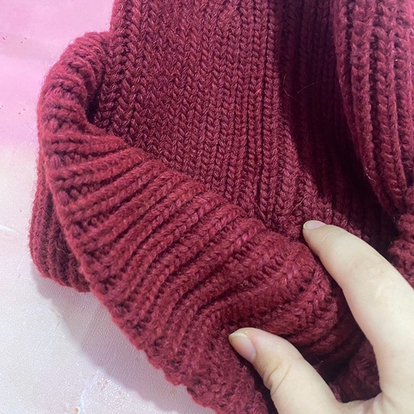 Burgundy Acne Studios Square Smiley Face Knit Hat - Picture 5 of 8